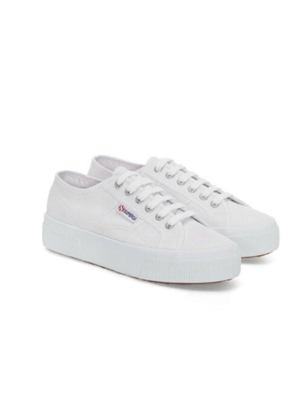 Superga 2790 White Canvas Platform Lace Up Sneakers Womens US 6 EU 36 New